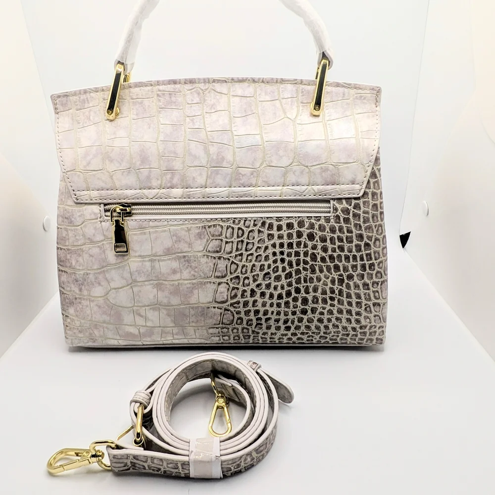 NWT🤍 Verano Hill Versailles Beige And Cream Crocodile Embossed Textured Handbag - Picture 6 of 8